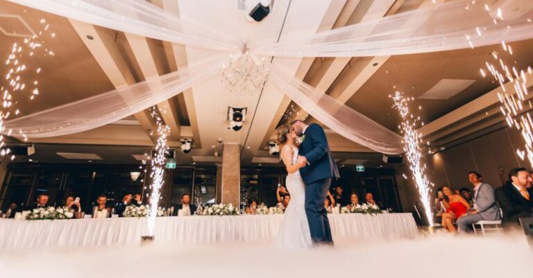 Wedding Reception - Low Angle Photography of Bride and Groom Dancing